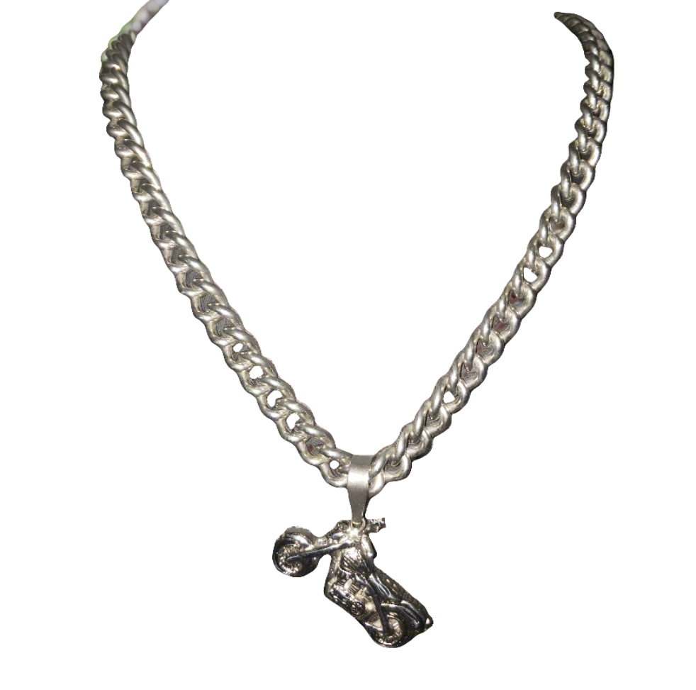 Stainless Steel Chain with Large Motorcycle Pendant