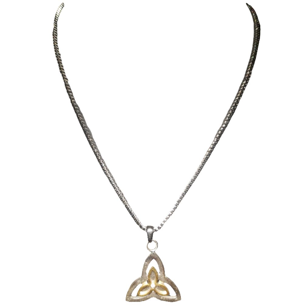 Stainless Steel Chain with Gold Plated Tri-Quetra Pendant