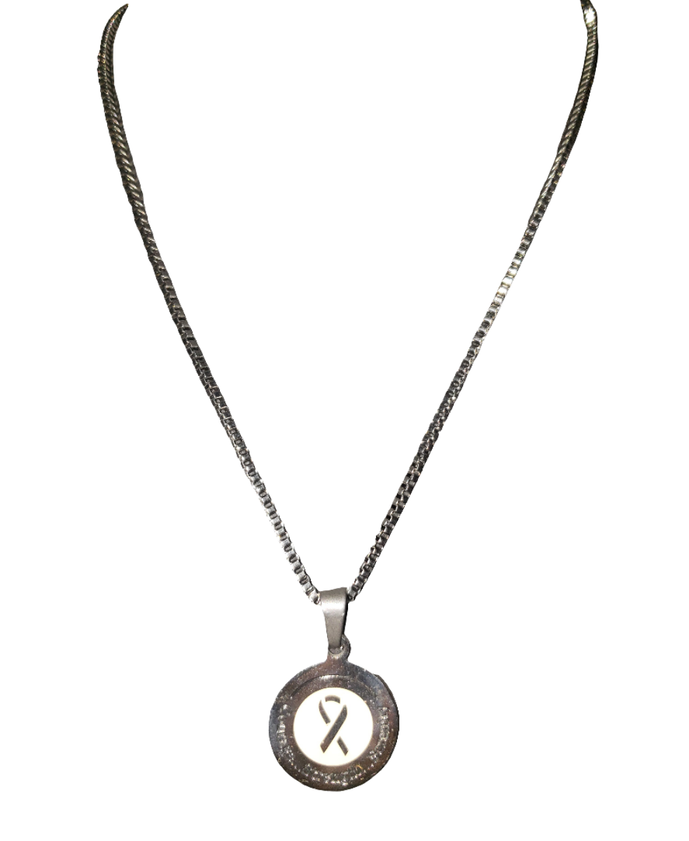 Stainless Steel Chain with Pink Ribbon Pendant