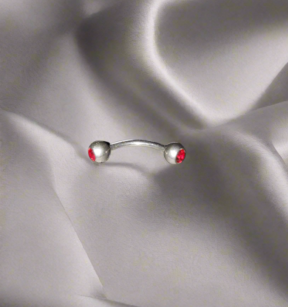 Red Crystal Steel Eye Brow Piercing