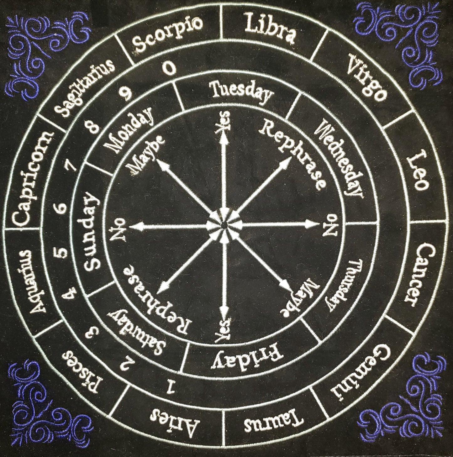 Black Velvet Astrological Pendulum Mat