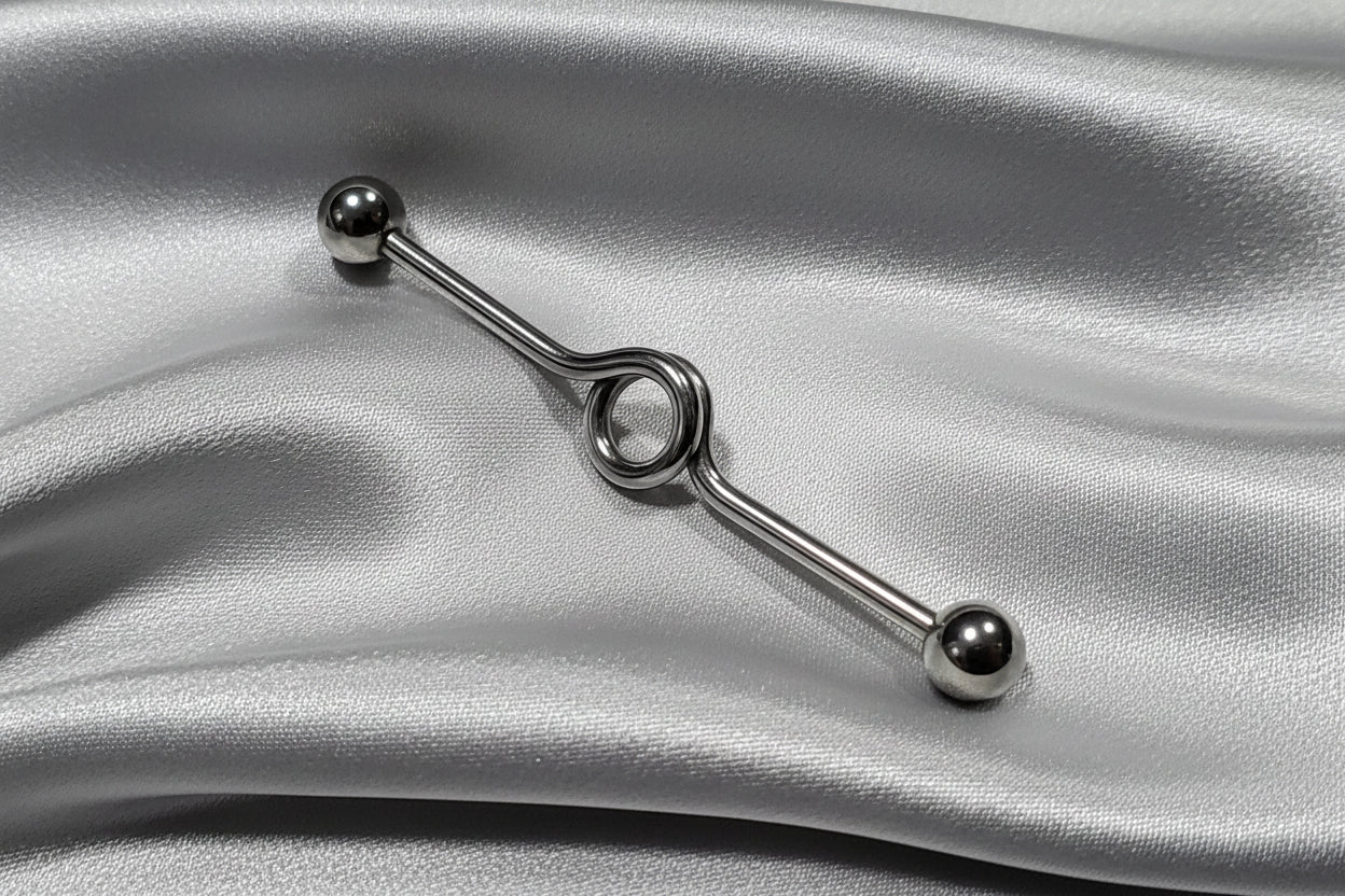 Industrial Ear Barbell with Loop in 316l stainless steel
