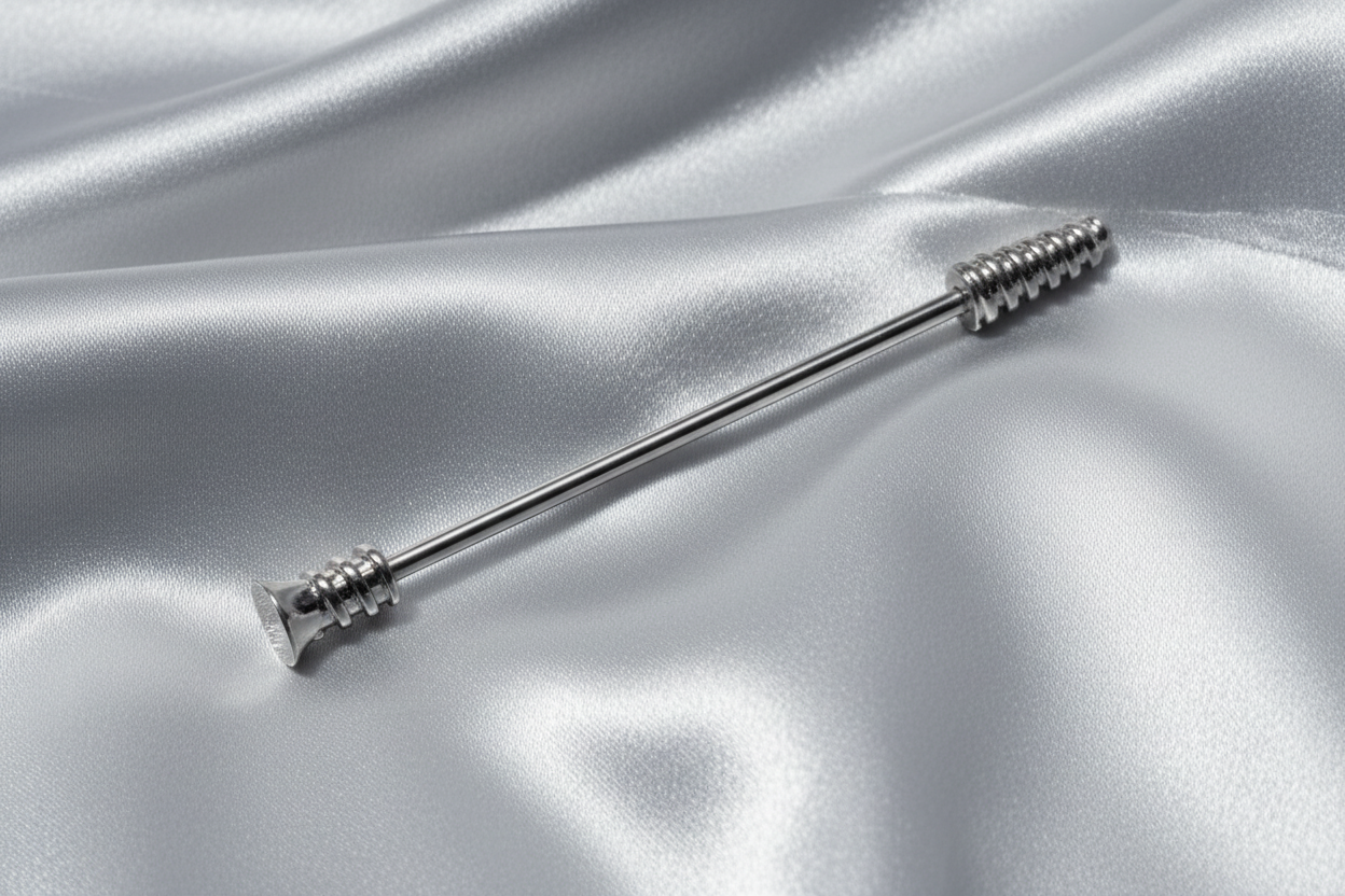 Screw Design Industrial Ear Barbell in 316l stainless steel