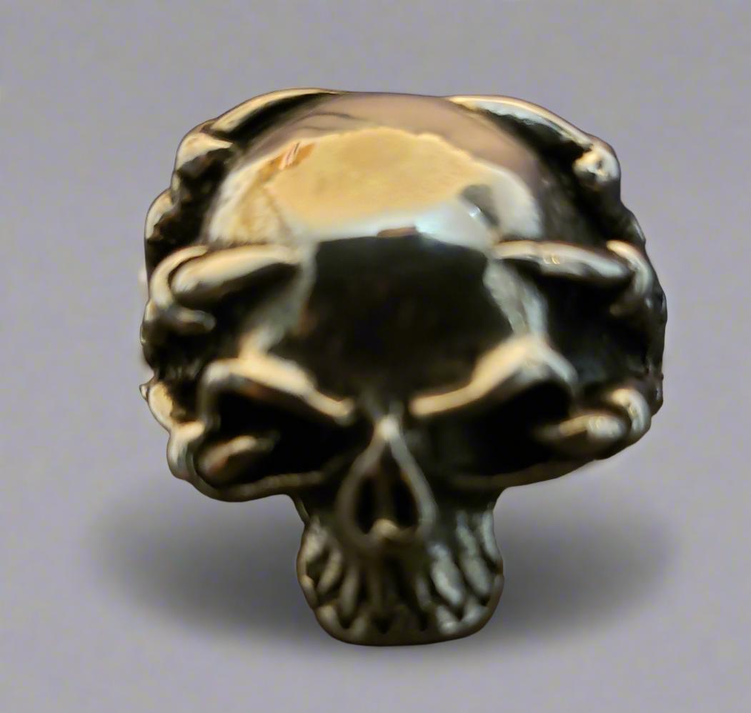 Men's Steel Eagle Clawed Skull Ring