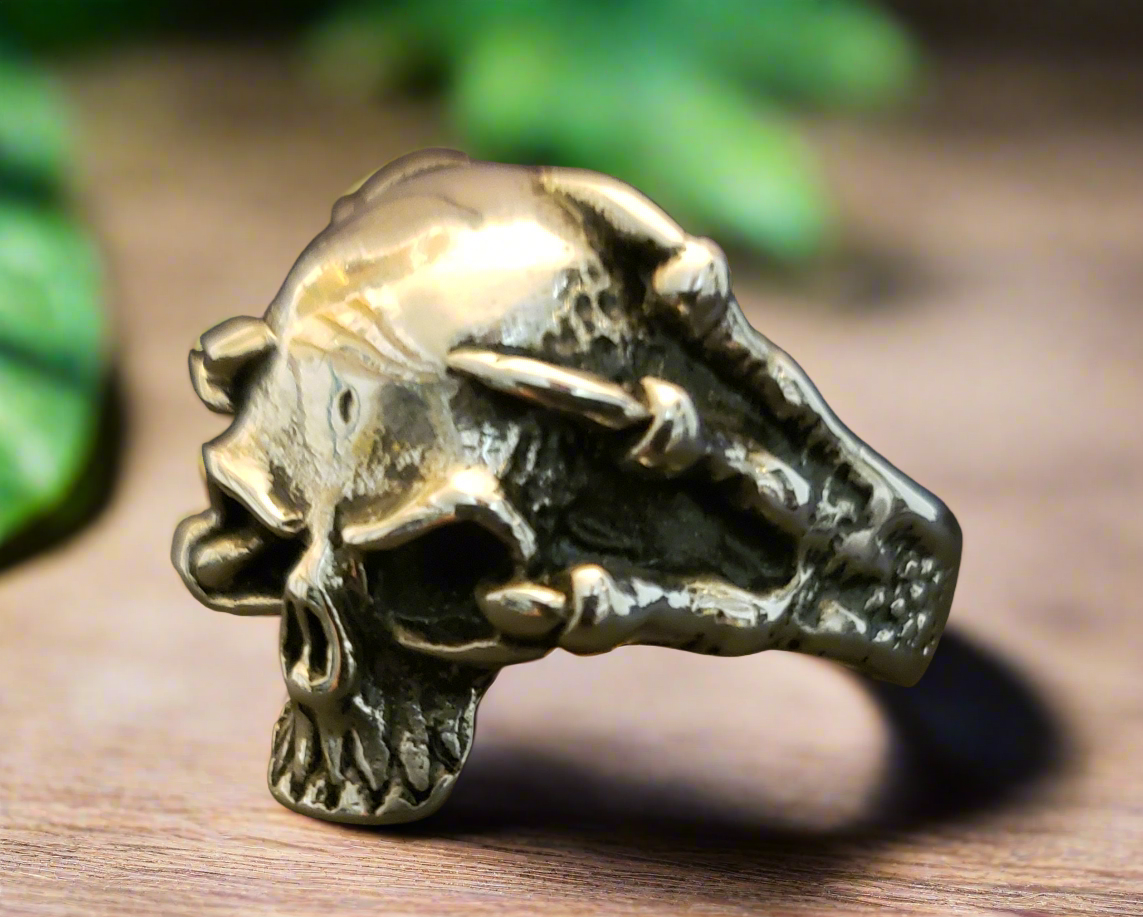Men's Steel Eagle Clawed Skull Ring