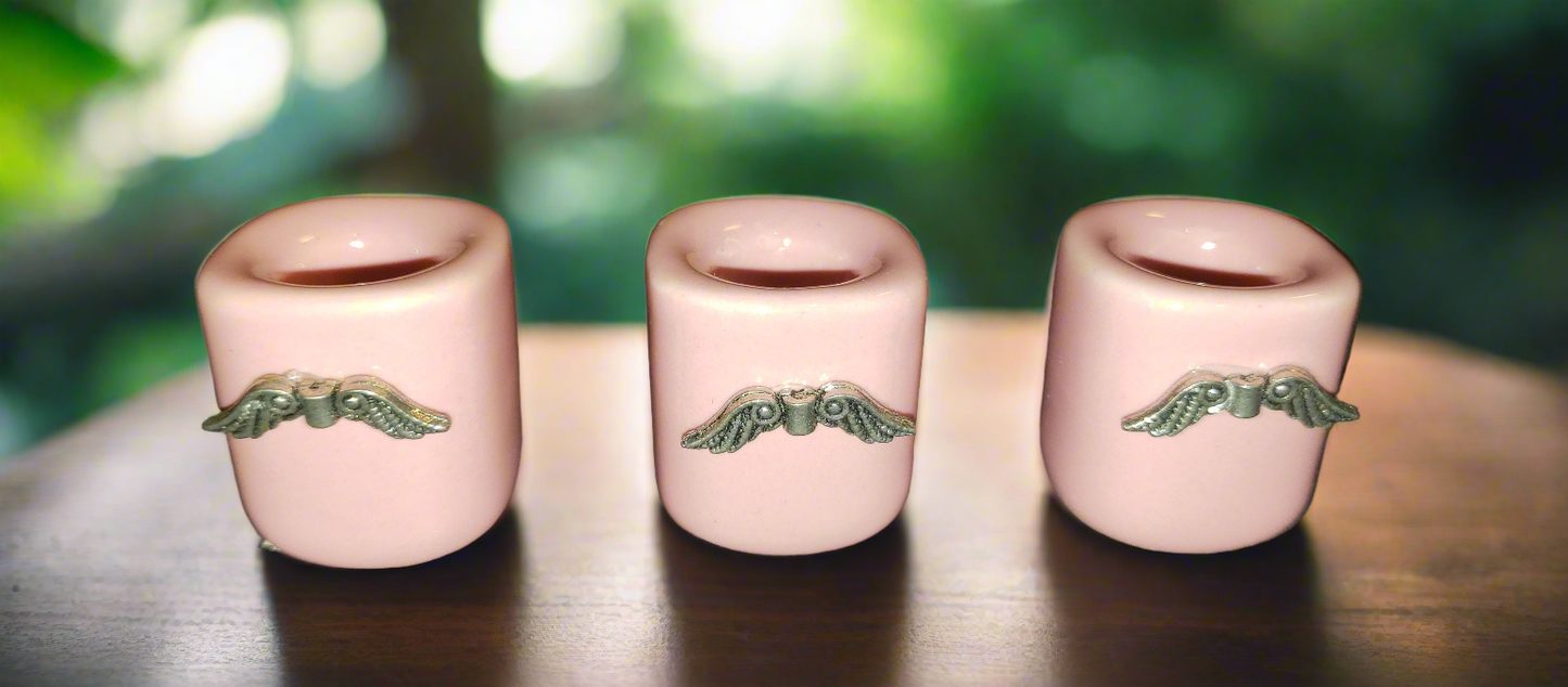 Winged Heart Mini Candle Holder Set