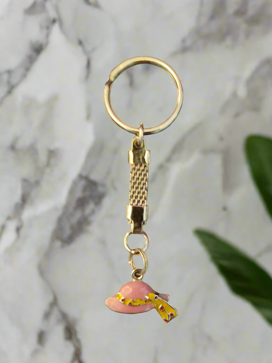 Handmade Keychain with Pink Hat Charm