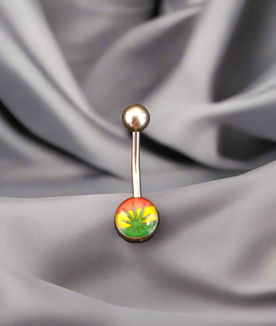 Stainless Steel Rasta Leaf Belly Piercing