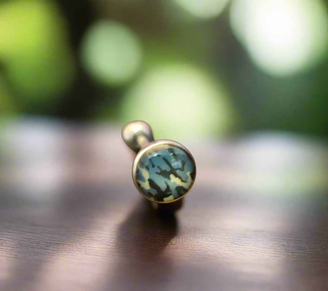 Stainless Steel 316L Blue/Grey Camouflage Tongue Piercing