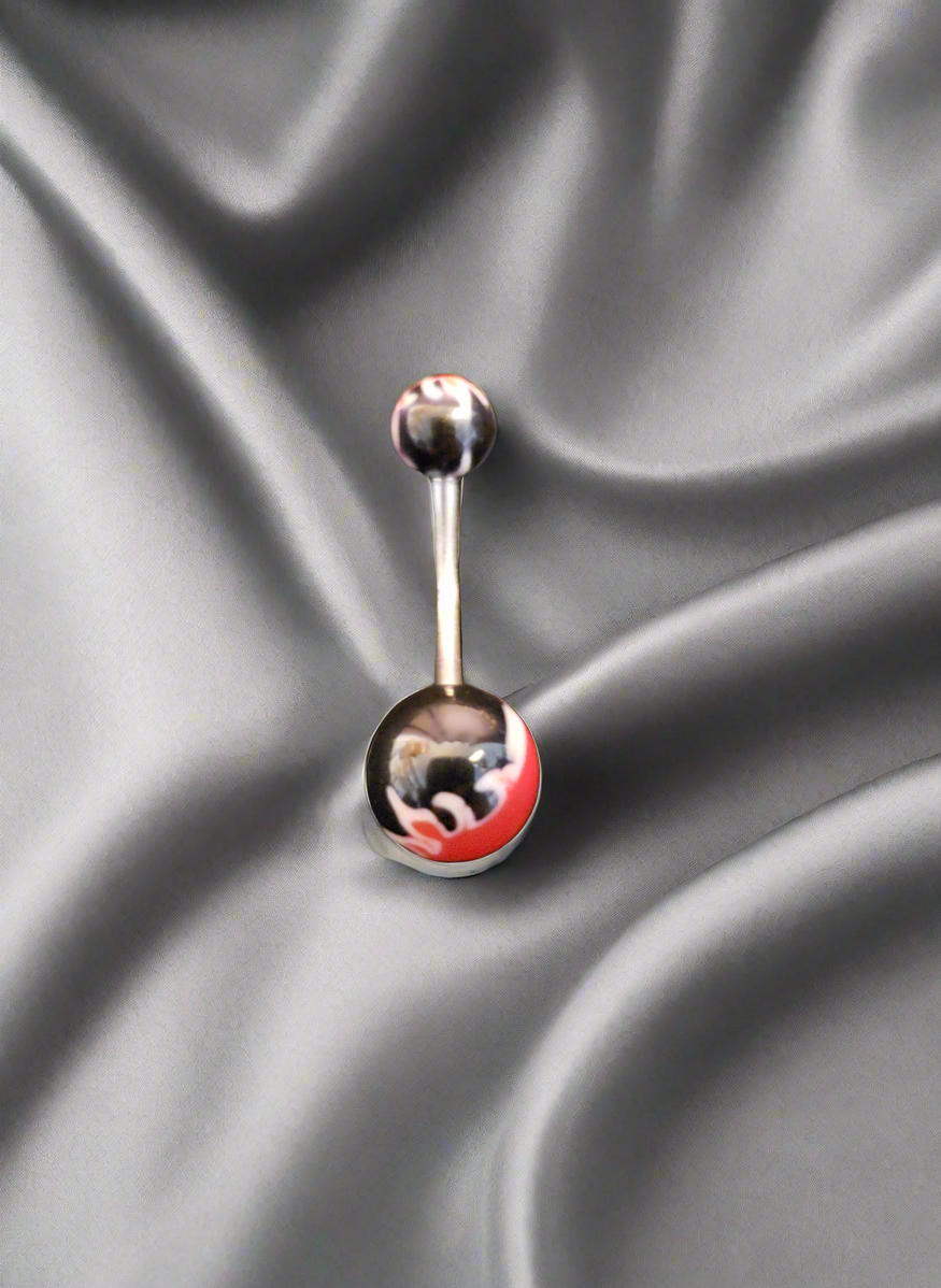 Stainless Steel Red Fireball Acrylic Belly Piercing