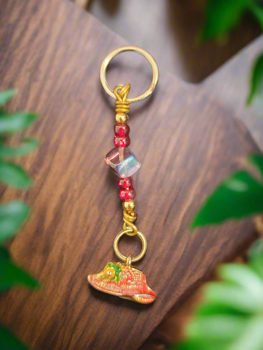Handmade Mini Keychain with Red Hat Charm