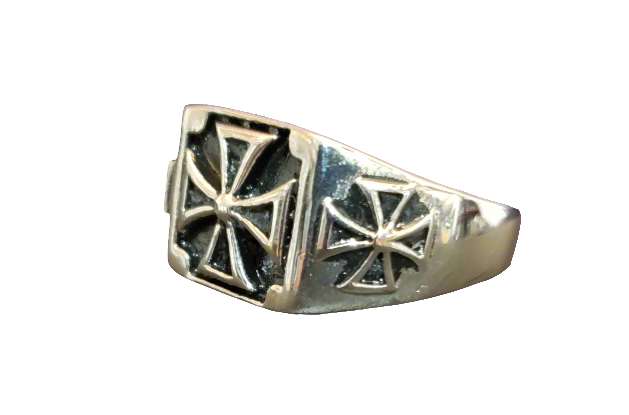 Men's Steel Framed Maltese Cross Ring
