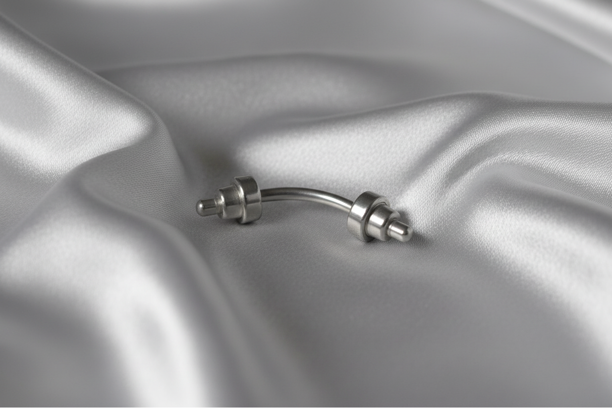 Steel Barbell Cone Eyebrow Ring in 316l stainless steel.