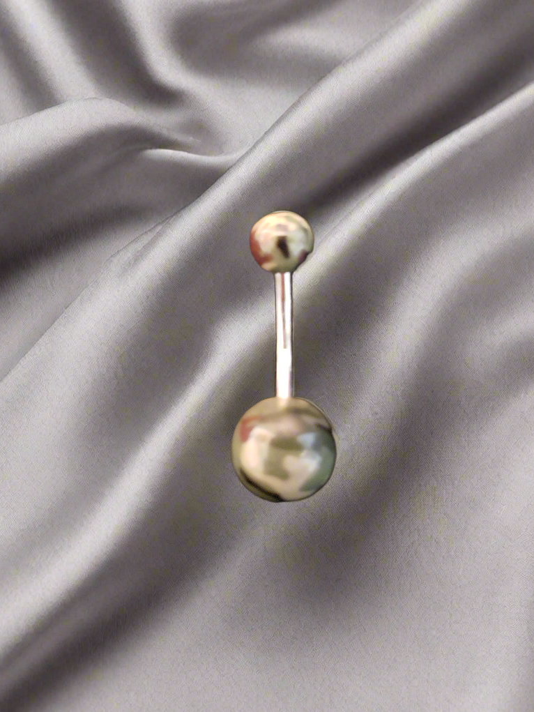 Green Camouflage acrylic belly button ring in 316l stainless steel