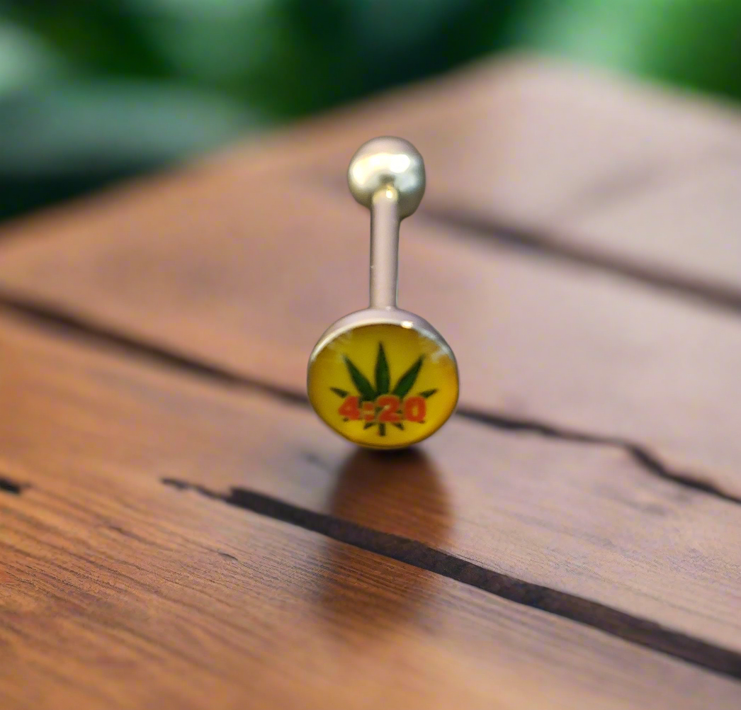 Stainless Steel 316L Green Leaf Tongue Piercing