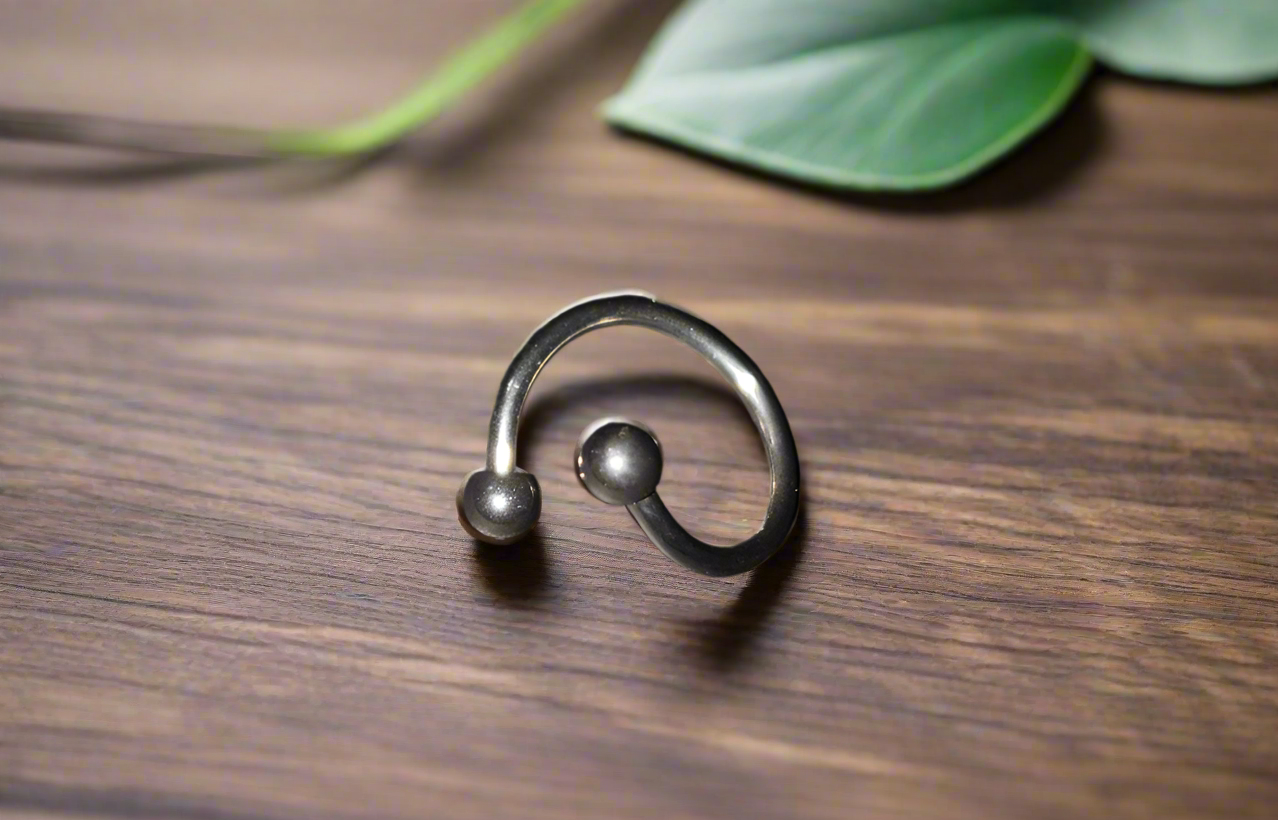 316L Stainless Steel Curly Lip Piercing 12mm, 16 gauge with Steel Ball Ends