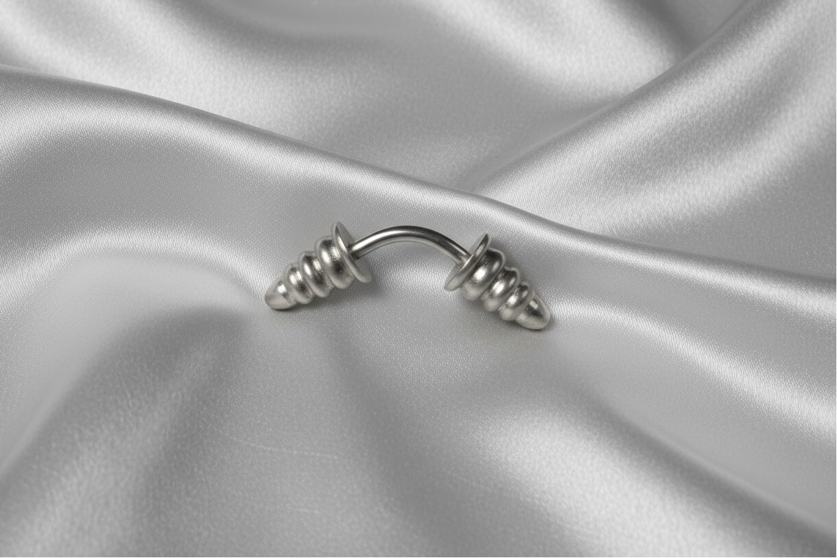 Steel 5mm Barbell Cone Eyebrow Ring in 316l stainless steel.