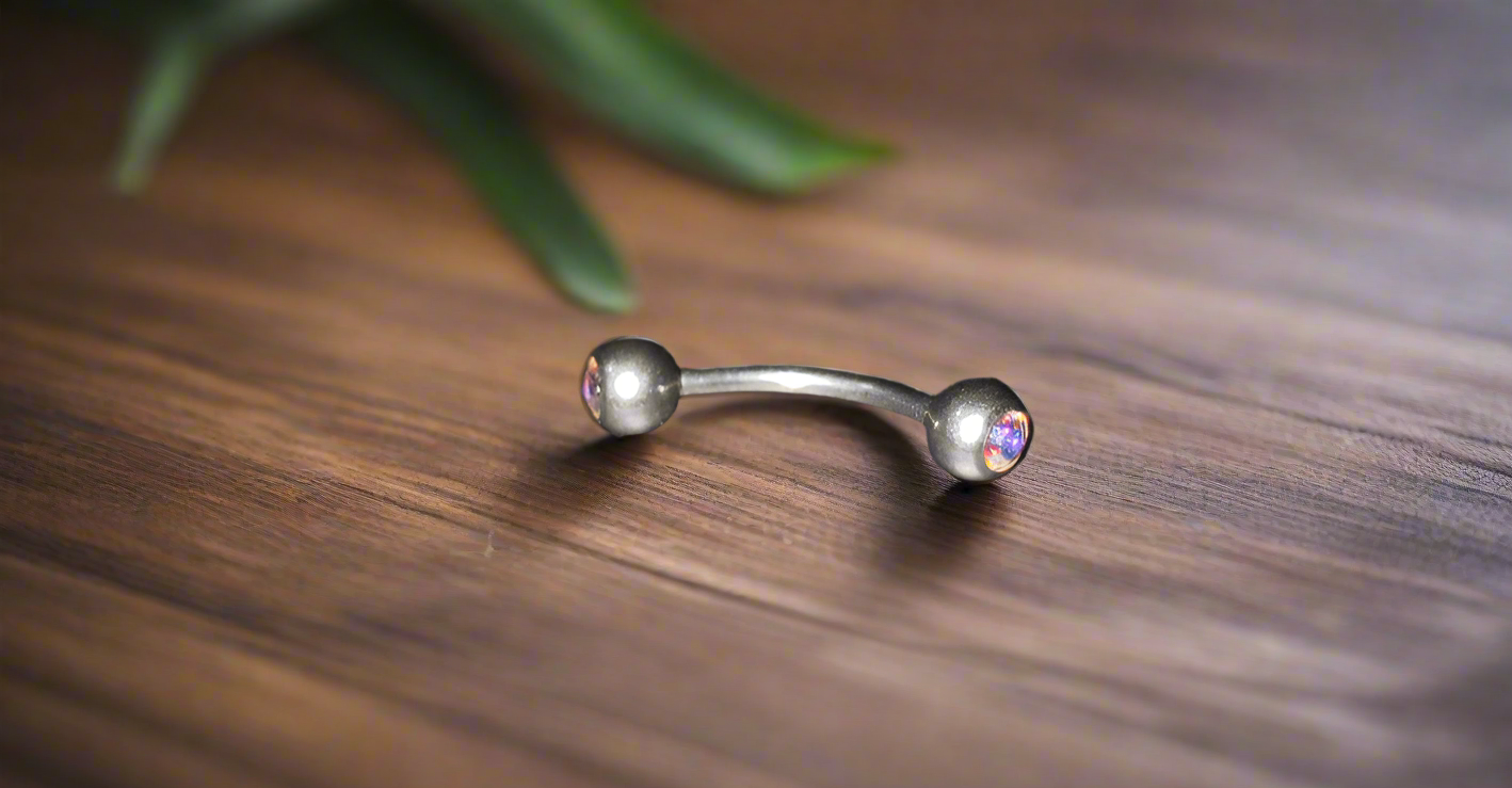 Aurora Clear Crystal Steel Eye Brow Piercing