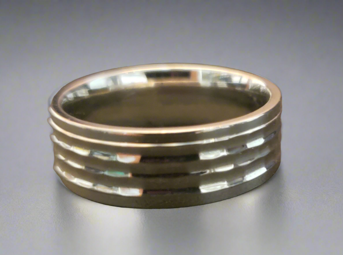 Ladies/Men's Shiny Etched Steel Ring