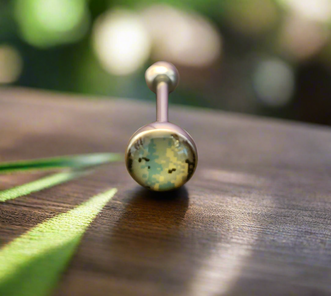 Stainless Steel 316L Blue Camouflage Tongue Piercing