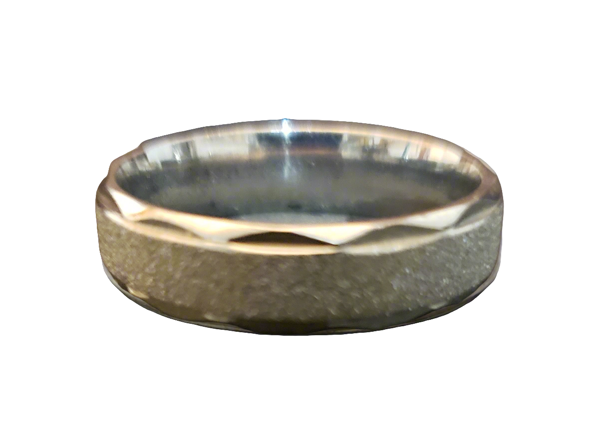 Ladies/Men's Steel Scalloped Edge Sandblasted Ring