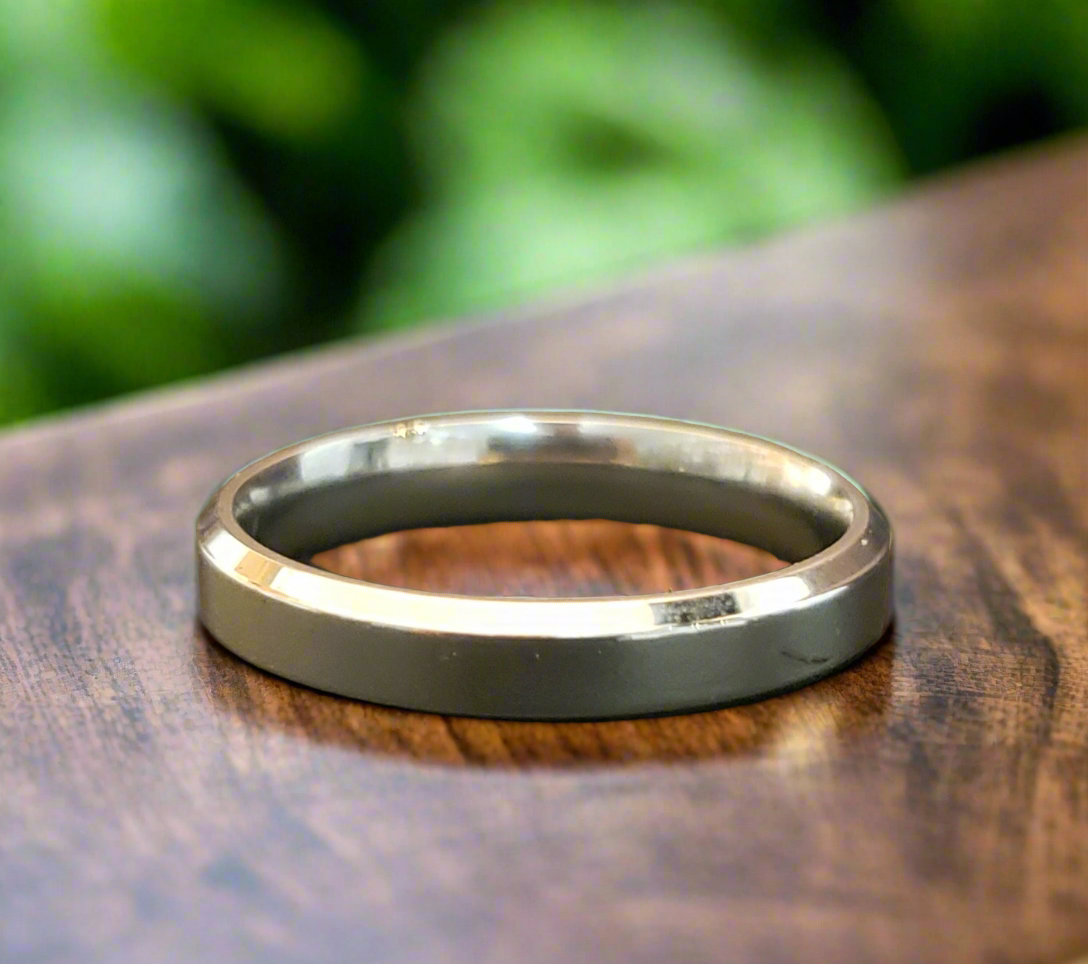 Ladies/Men's Flat Simple Steel Wedding Band Ring
