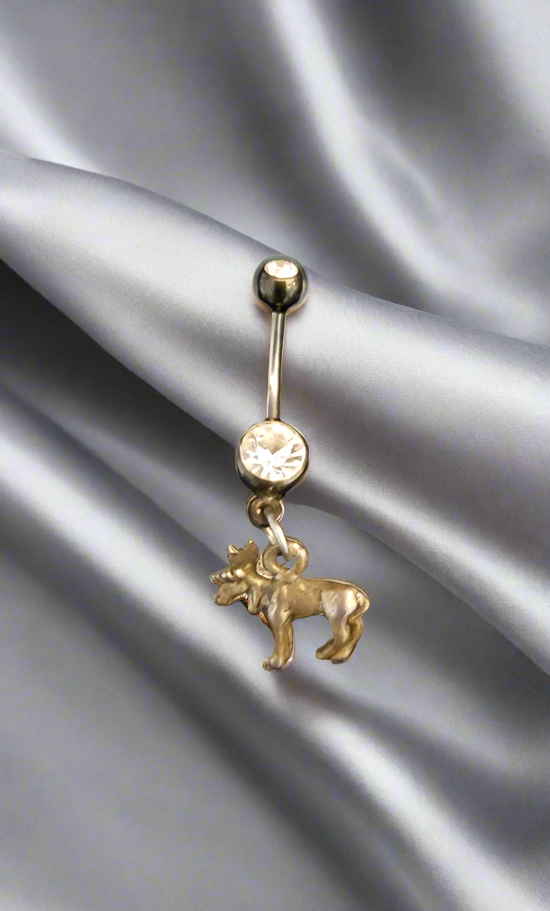 Belly Piercing Stainless Steel 316L with Dangling Moose