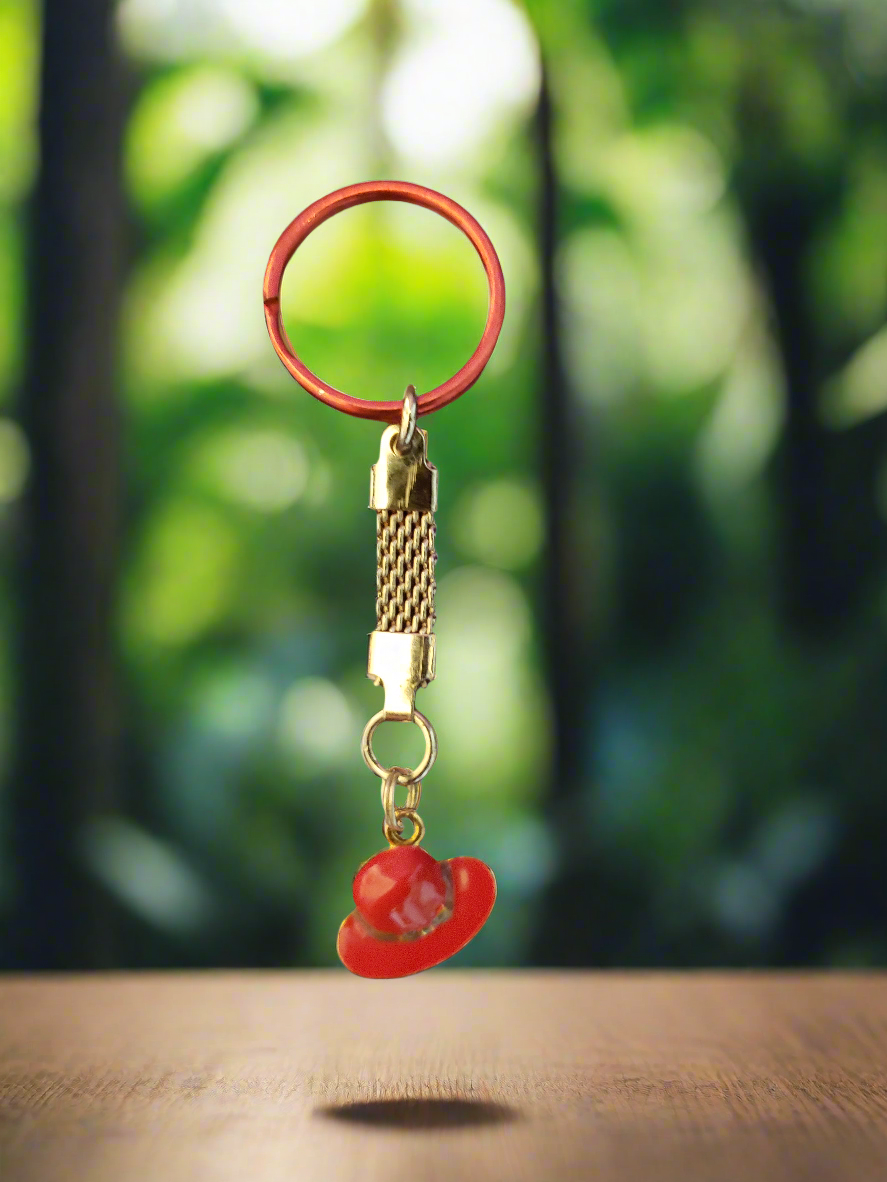 Handmade Keychain with Red Hat Charm