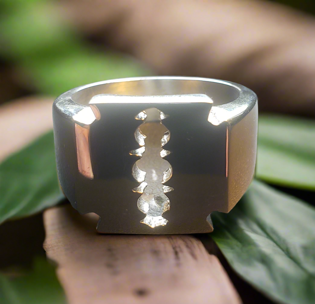 Men's Steel Razor Blade Ring