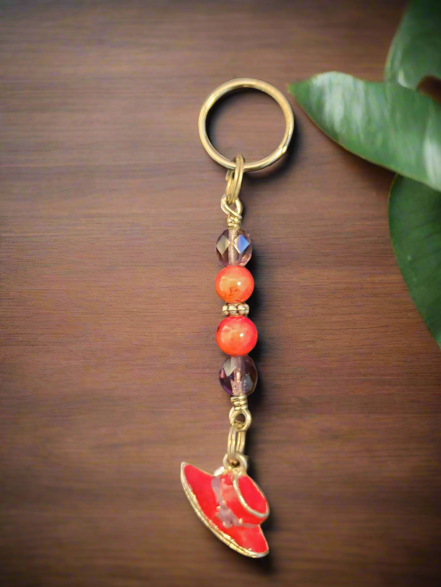 Handmade Mini Keychain with Red Hat Charm