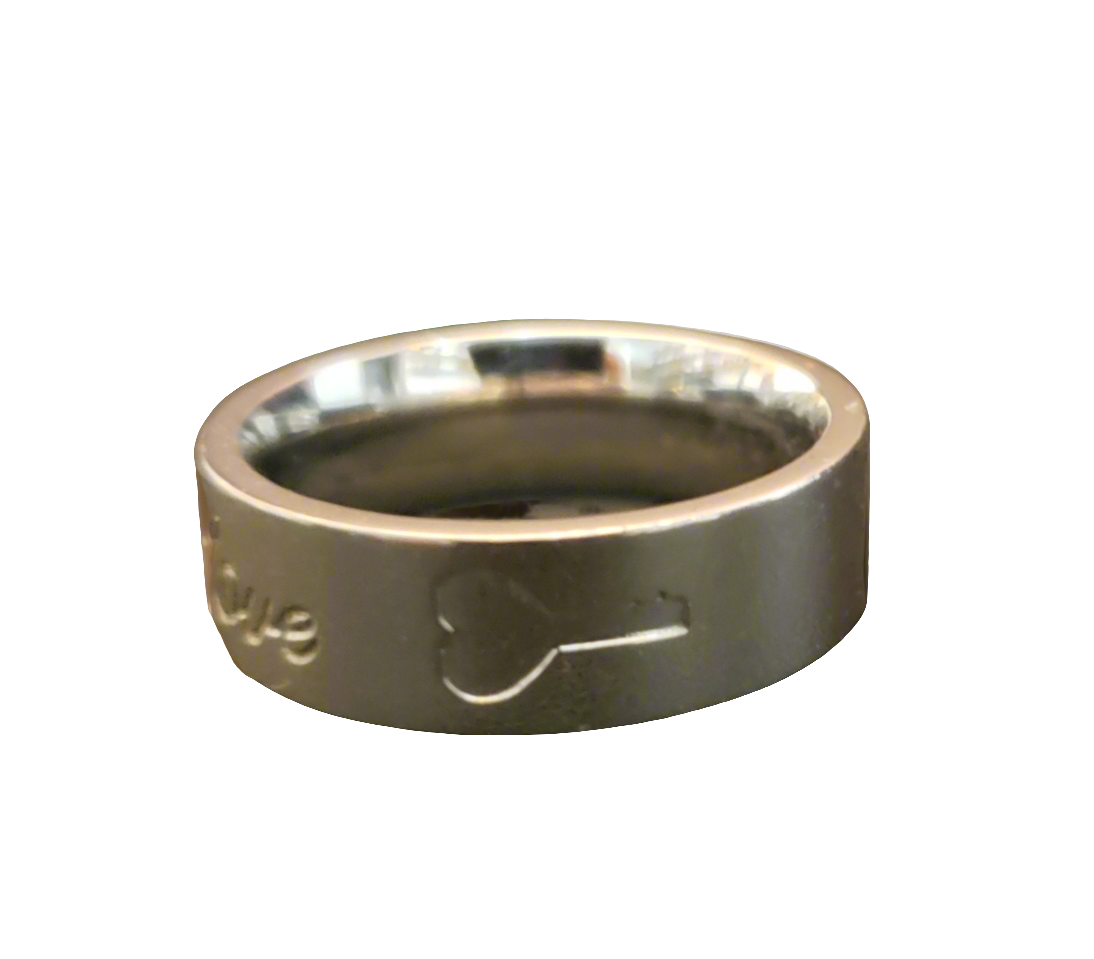 Stainless Steel "Love" Ring with Key Symbol