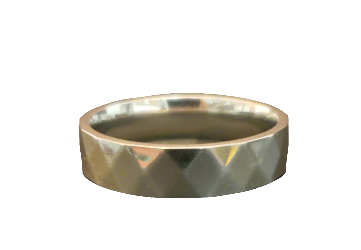 Ladies/Men's Steel Diamond Shapes Faceted Ring