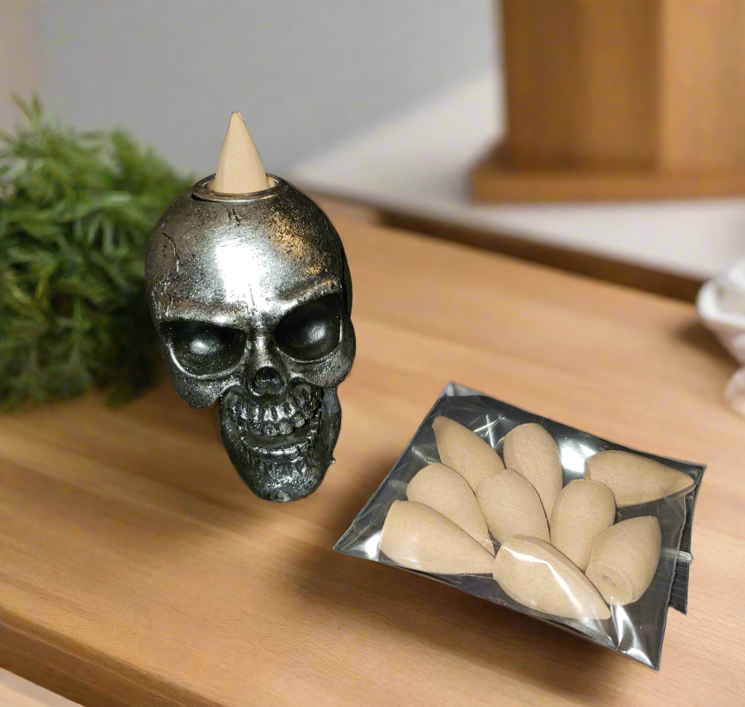 Mini Skull Head Back Flow Incense Burner