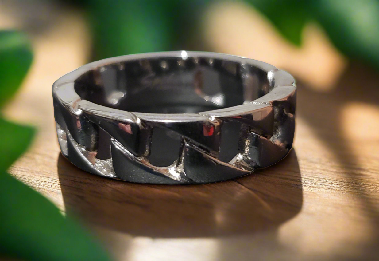 Men's Steel Decorative Link Ring