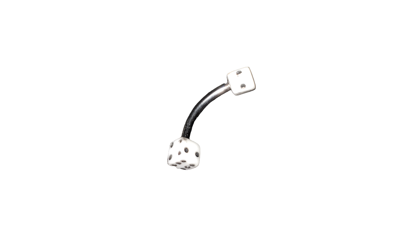 White Acrylic Dice Steel Eye Brow Piercing