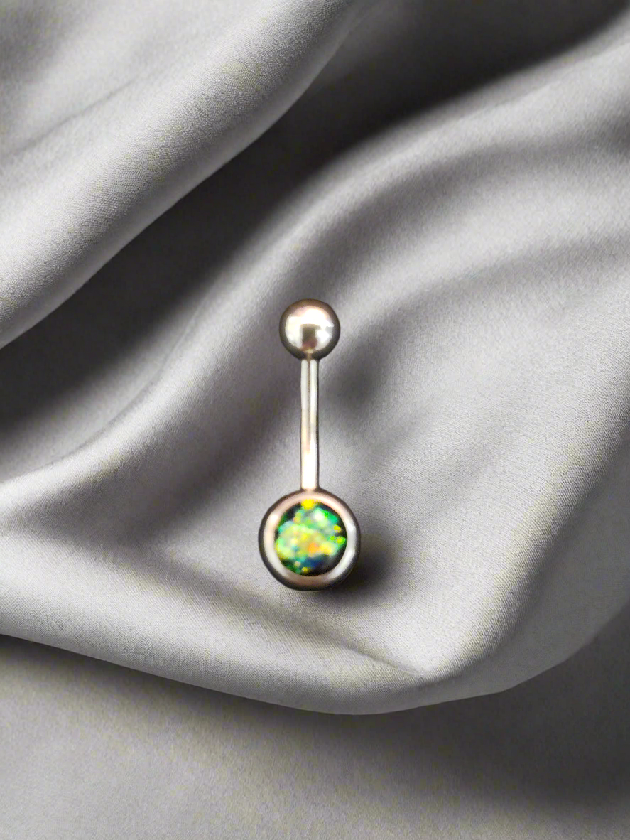 Stainless Steel Black Opal Belly Piercing