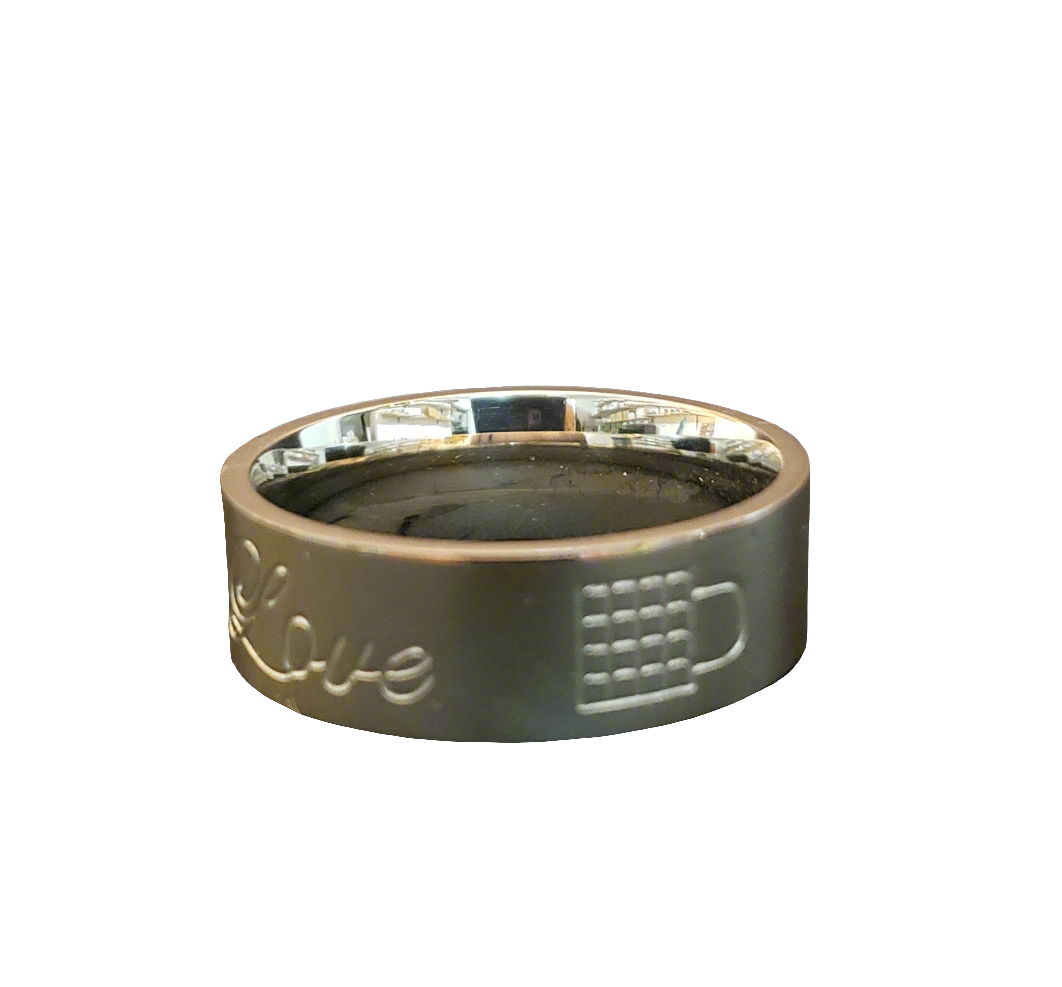 Ladies/Men's Steel "Love" Ring with Lock Symbol