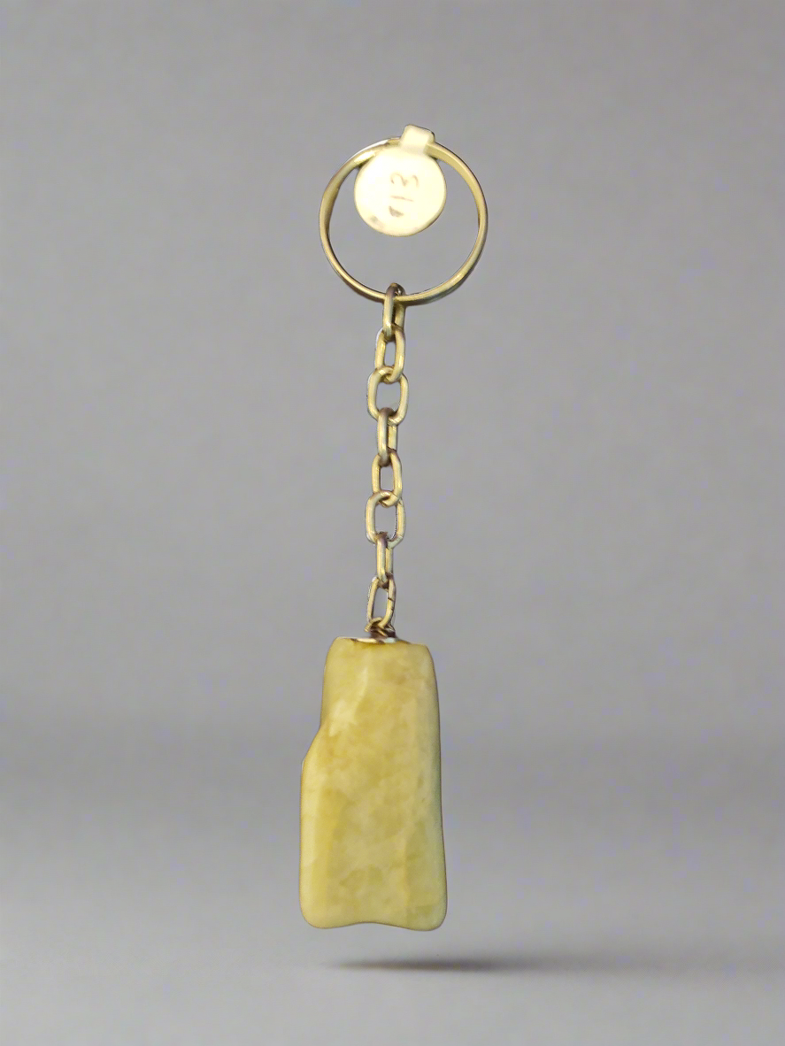 White Agate Earth Stone Keychain