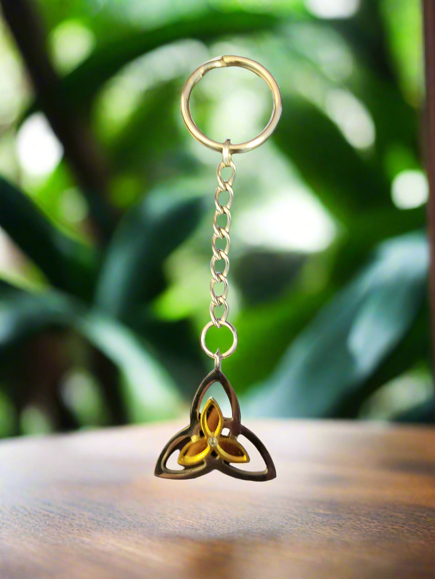 Handmade Keychain with Stainless Steel Tri-Quetra Charm