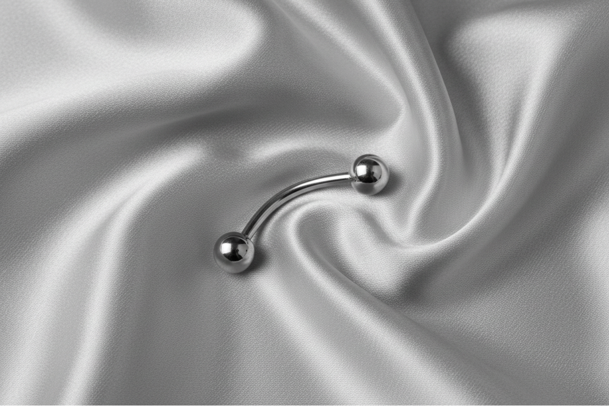 Steel 2mm Ball Eyebrow Ring in 316l stainless steel.