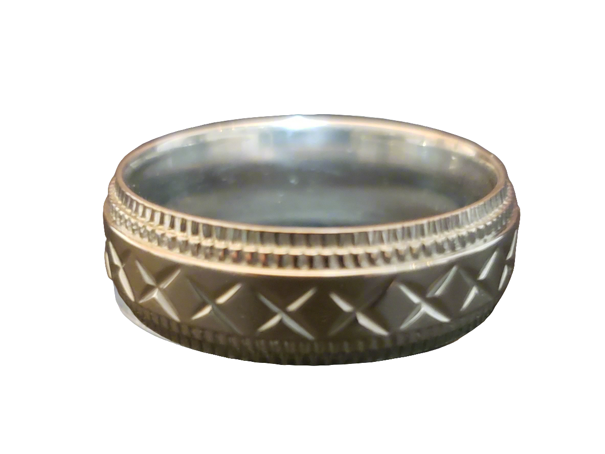 Men's & Ladies Steel Criss Cross Cut Ring