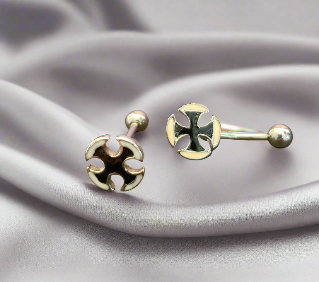 Stainless Steel 316L Maltese Cross Belly & Tongue Piercing