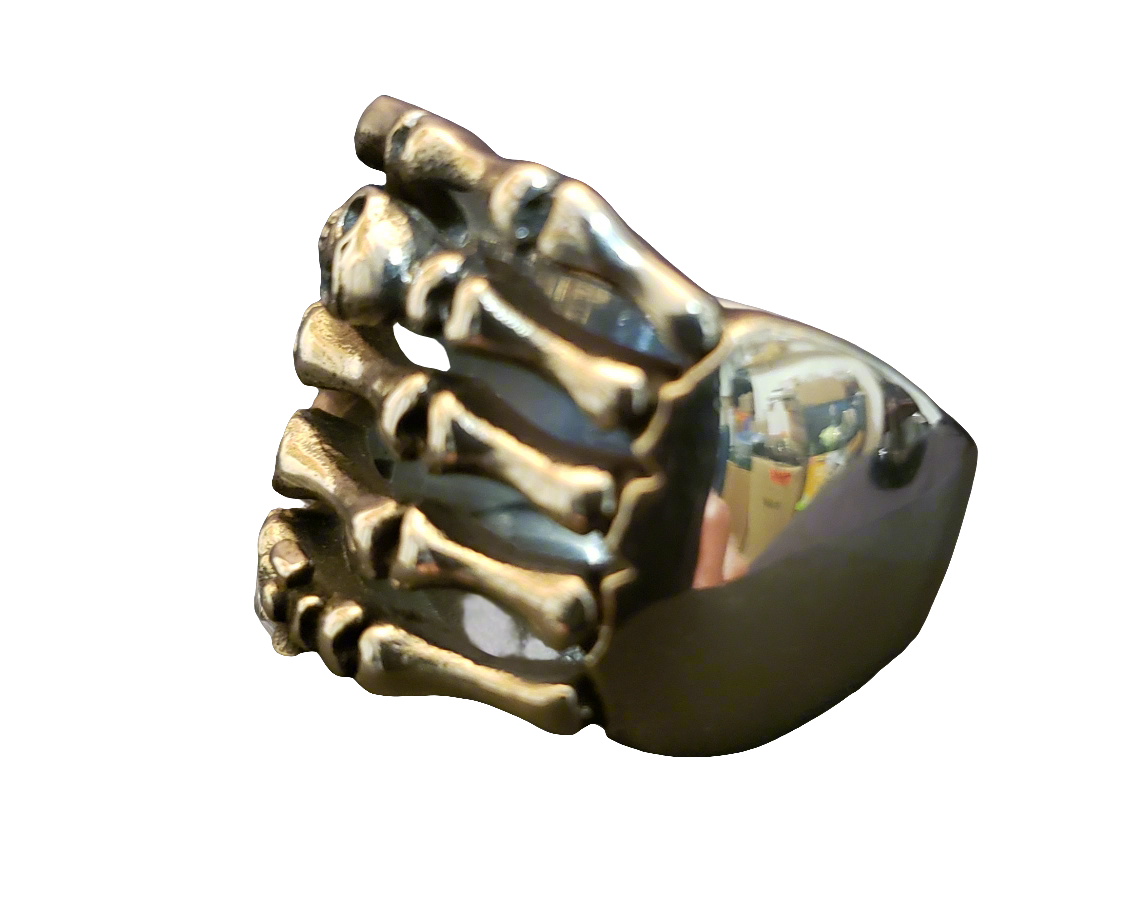 Men's Steel Skeleton Hand Ring