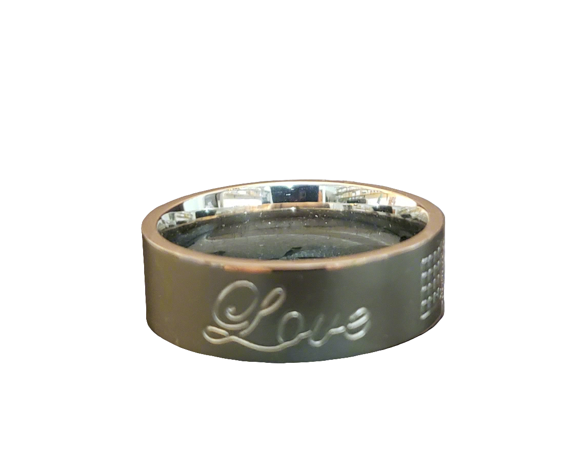 Ladies/Men's Steel "Love" Ring with Lock Symbol