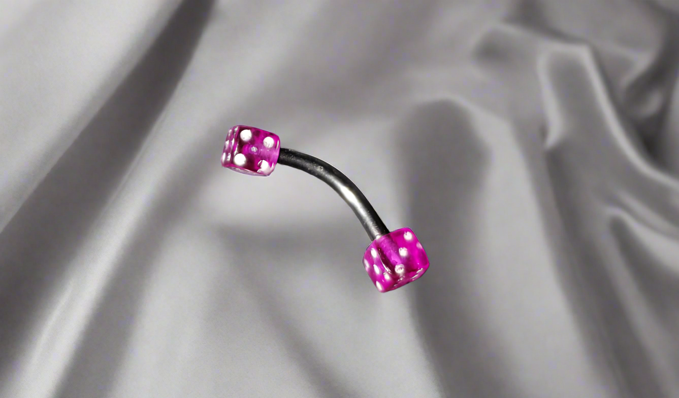 Purple Acrylic Dice Steel Eye Brow Piercing
