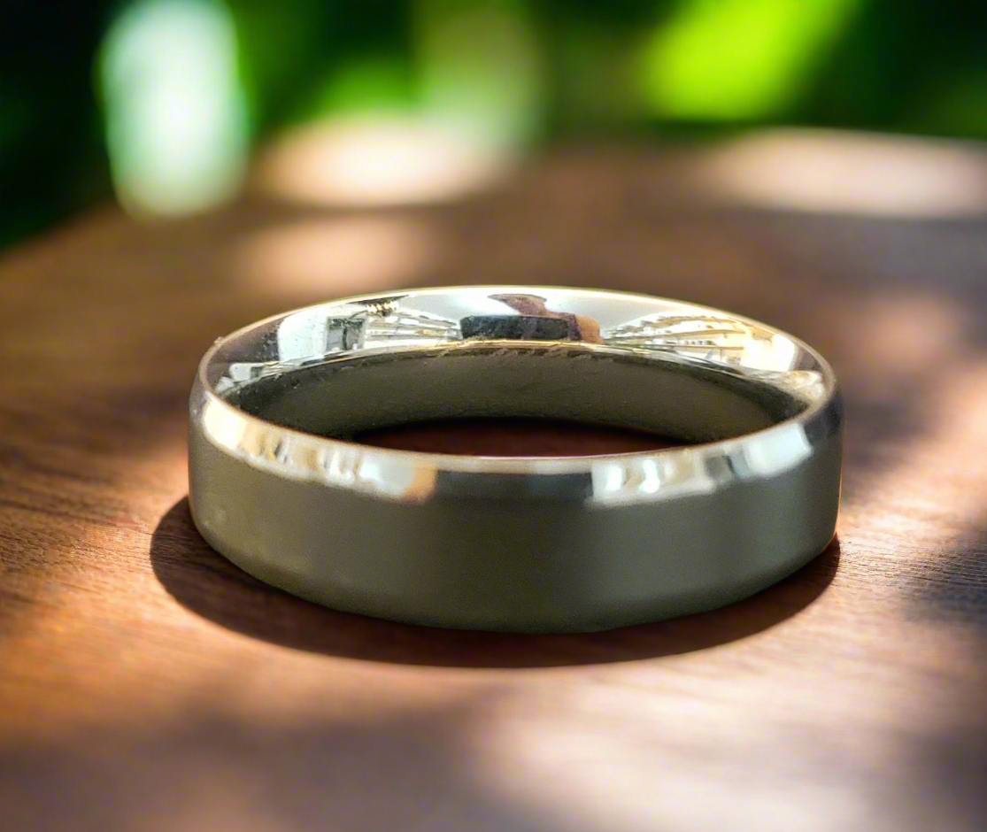 Ladies/Mens Flat Simple Steel Wedding Band Ring