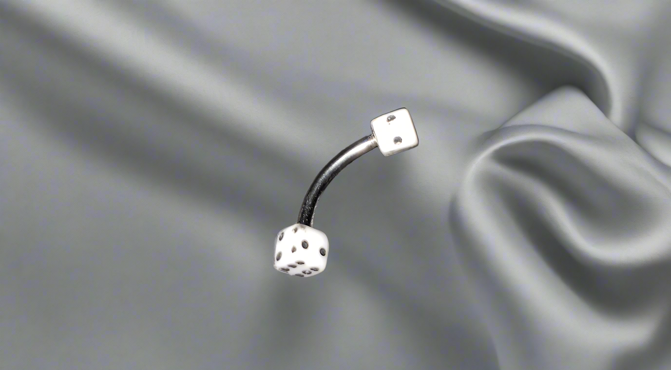 White Acrylic Dice Steel Eye Brow Piercing
