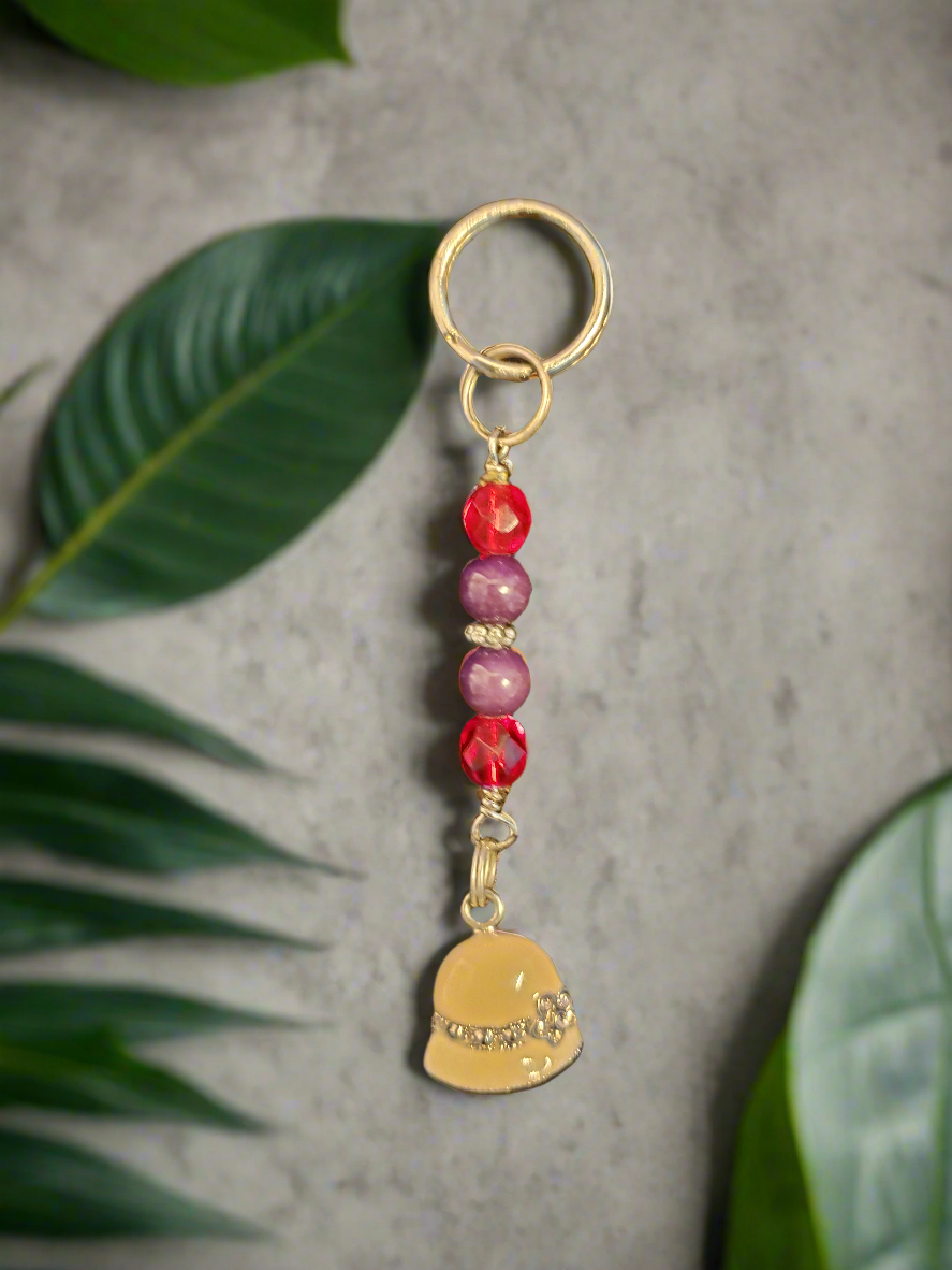 Handmade Mini Keychain with Pink Hat Charm