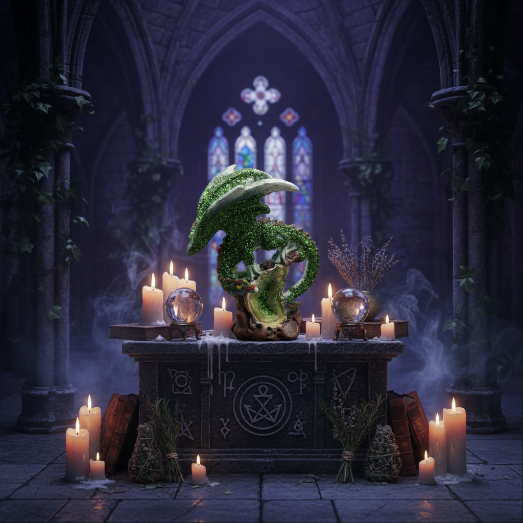 Dragon with Green Geode Figurine