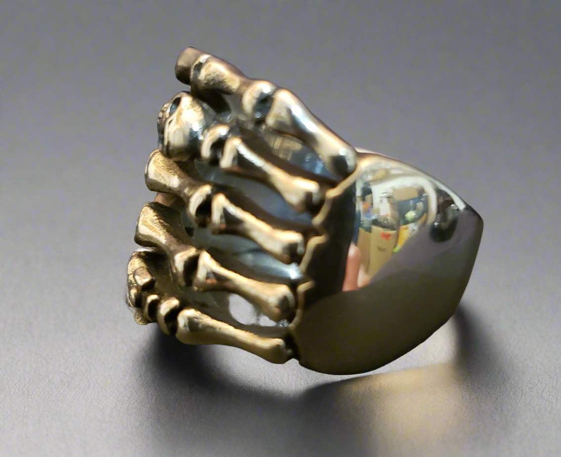 Men's Steel Skeleton Hand Ring